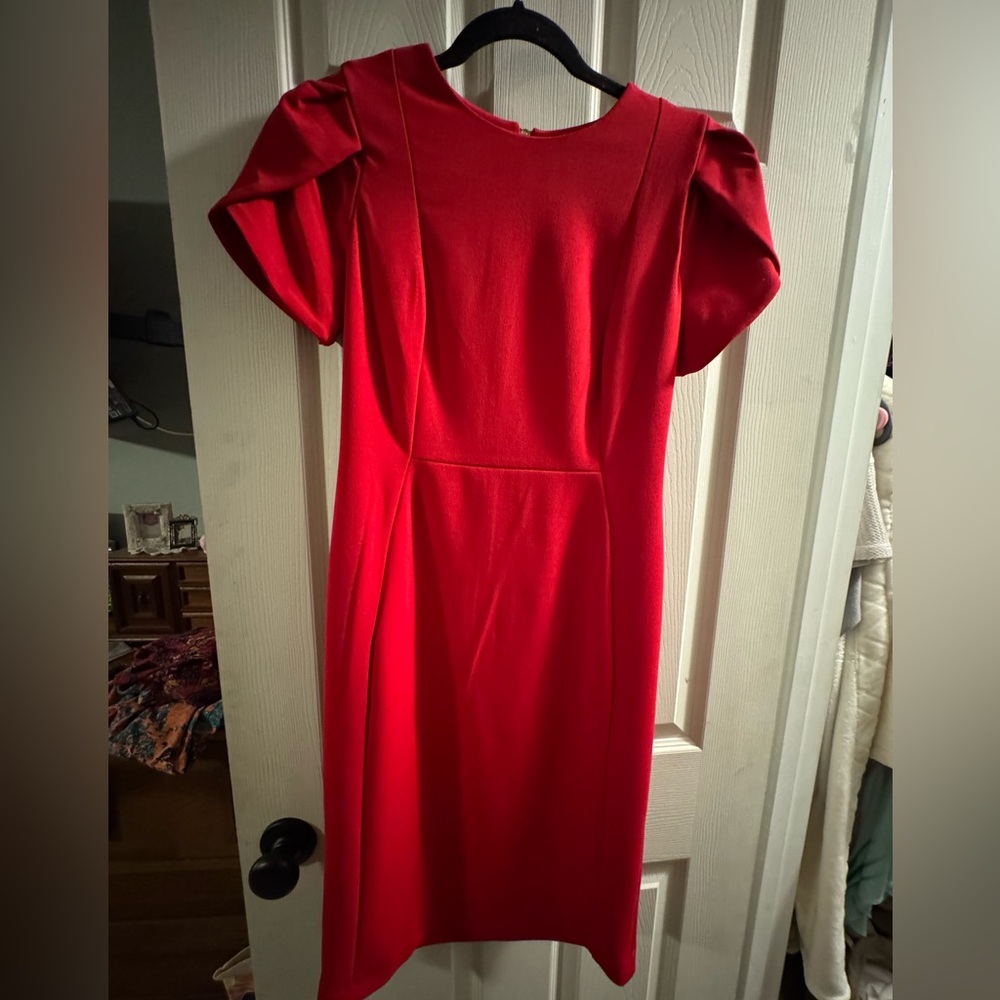 Calvin Klein Vibrant Red Long Sleeve Dress